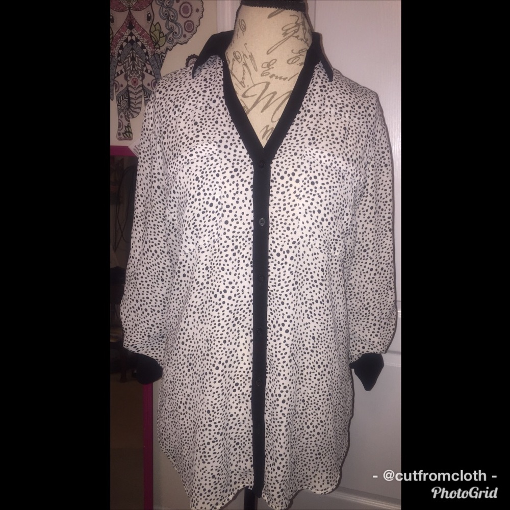 WOMENS Black & White spotted blouse